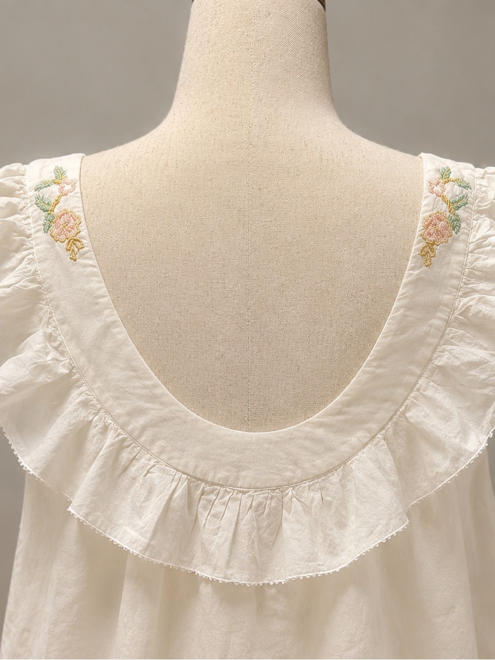 NWT (M) For Love & Lemons Cora Retro Cotton Slip Dress Babydoll Nightgown Beaded - Picture 8 of 12